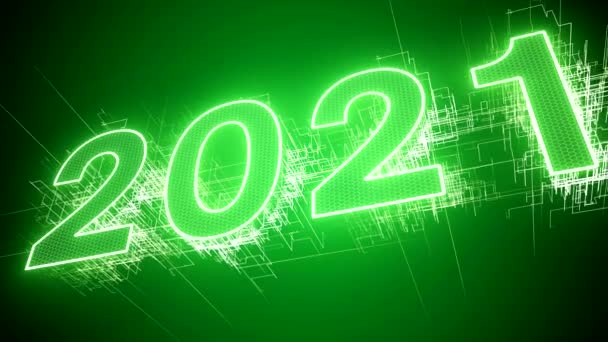 Video Animasyonu 2021 Sayılı Yeşil Işıklı Soyut Neon Işığı Yeni — Stok video