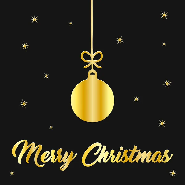 Illustation Christmas Greeting Card Christmas Bauble Message Merry Christmas Gold — Stockfoto