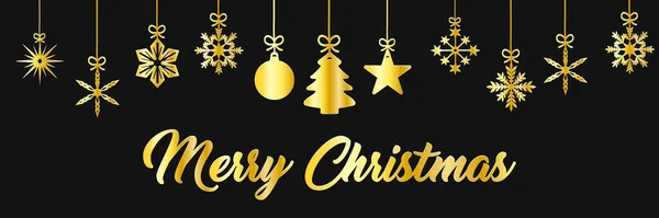 Illustation Christmas Greeting Card Christmas Ornaments Message Merry Christmas Gold — Stockfoto