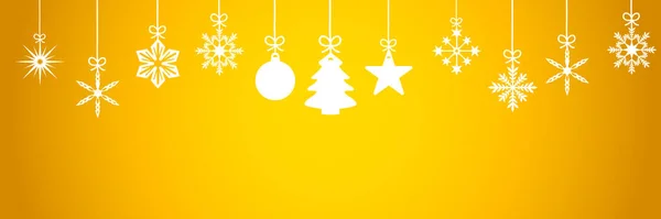 Illustation Christmas Greeting Card Christmas Ornaments White Yellow Gold Background — Φωτογραφία Αρχείου