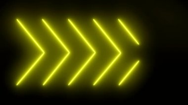 Sarı renkli parlak neon okların video animasyonu - soyut arkaplan - pürüzsüz döngü