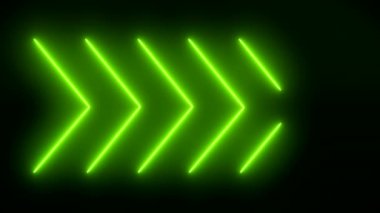 Yeşil ile parlayan neon okların video animasyonu - soyut arkaplan - pürüzsüz döngü