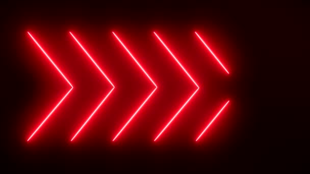 Video Animation Glowing Neon Arrows Red Abstract Background Seamless Loop — Stock Video
