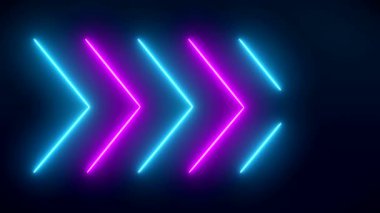 Mavi ve mor renkli parlayan neon okların video animasyonu - soyut arkaplan - pürüzsüz döngü