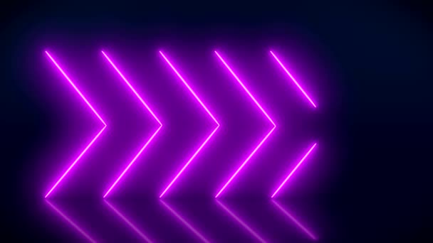 Animație Video Săgeților Strălucitoare Neon Magenta Podeaua Reflectantă Fundal Abstract — Videoclip de stoc
