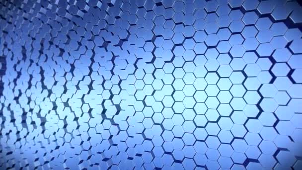 Video Animation Abstract Background Moving Hexagons Blue Seamless Loop — Stock Video