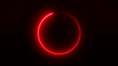 Kırmızı ile yükleme işlemi için modern, parıldayan bir önyükleyicinin video animasyonu ve dairesel bir çubuk - soyut arkaplan - kusursuz döngü