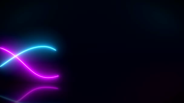 Animación Video Ondas Neón Movimiento Brillantes Azul Magenta Tierra Reflectante — Vídeo de stock