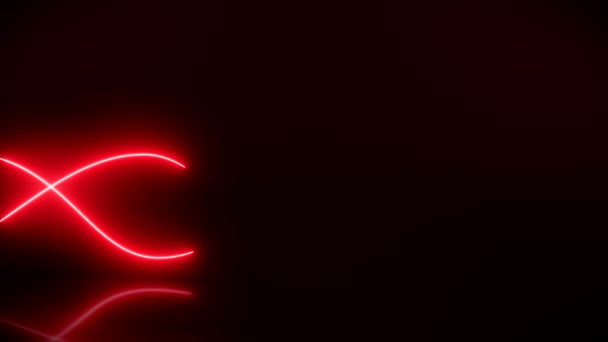 Video Animation Glowing Moving Neon Waves Red Reflective Ground Abstract — Stock Video