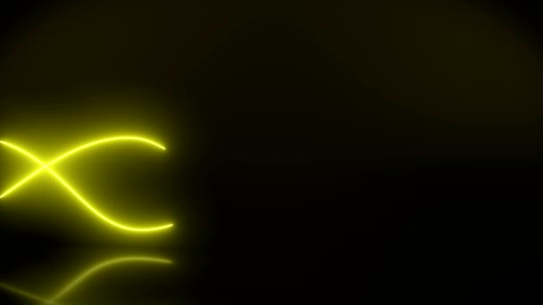 Video Animation Glowing Moving Neon Waves Yellow Reflective Ground Abstract — Stock Video