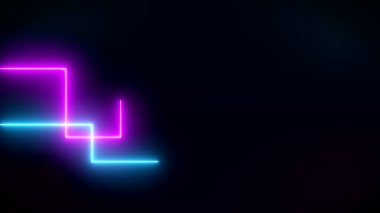 Mavi ve mor renkli parlayan neon çizgilerin video animasyonu - soyut arkaplan