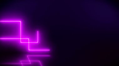 Yansıtıcı zeminde parıldayan neon çizgilerinin video animasyonu - soyut arkaplan