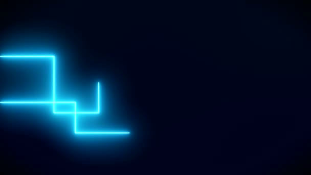 蓝色抽象背景下发光移动霓虹灯线的视频动画 — 图库视频影像