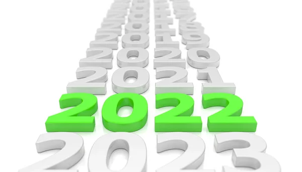 Рендеринг Номер 2022 Зеленым Белом Фоне Новый Год — стоковое фото
