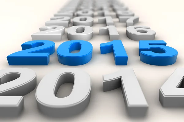 Renderowanie w nowym roku 2015 w kolorze niebieskim — Zdjęcie stockowe