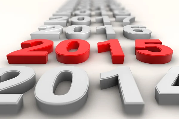 Render of the new year 2015 in red — Stock Photo, Image