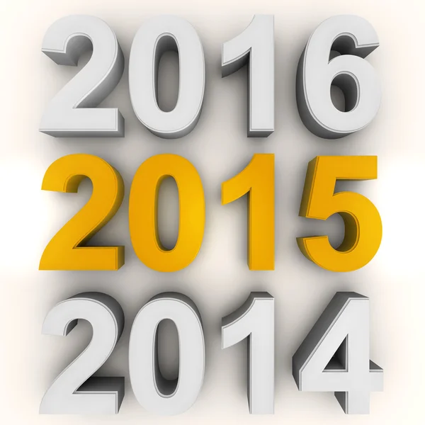 El renderizado del nuevo año 2015 en amarillo — Foto de Stock