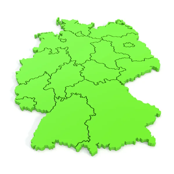 3D карта Германии в зеленом цвете — стоковое фото