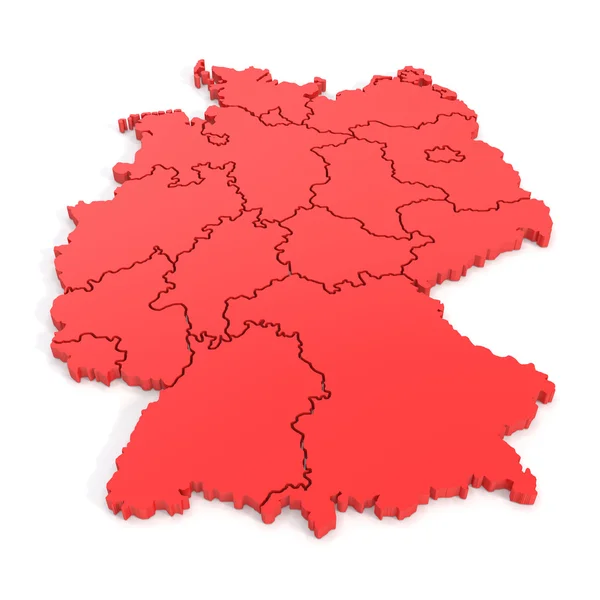 Mapa 3D de Alemania en rojo — Foto de Stock