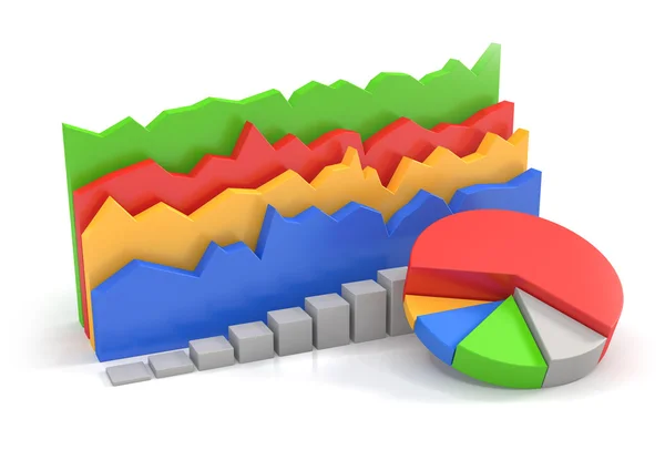 3D-bar-området-cirkeldiagram — Stockfoto