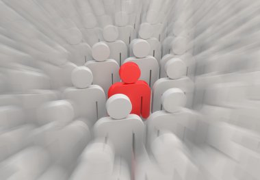 kırmızı bir kişi bir kalabalık insan - shot2