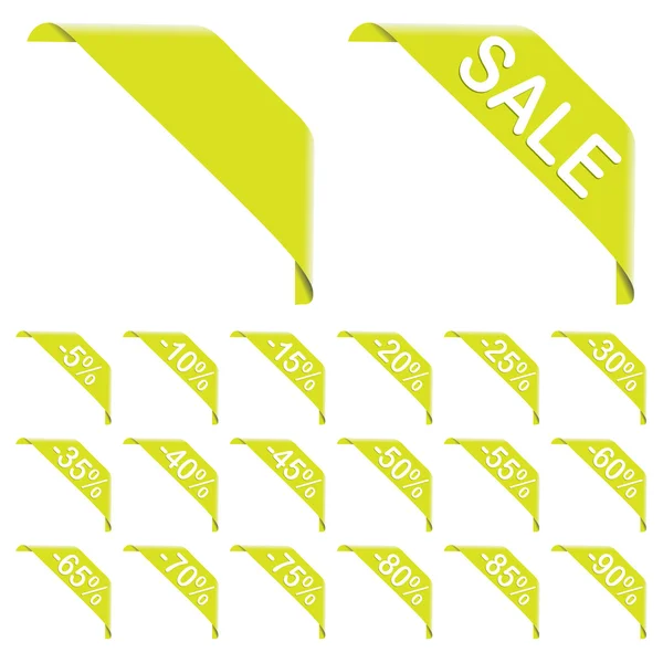 Green Ribbon Discount Labels — Stock Photo, Image