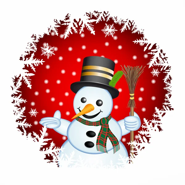 Snowman on a red background — Stock Photo, Image