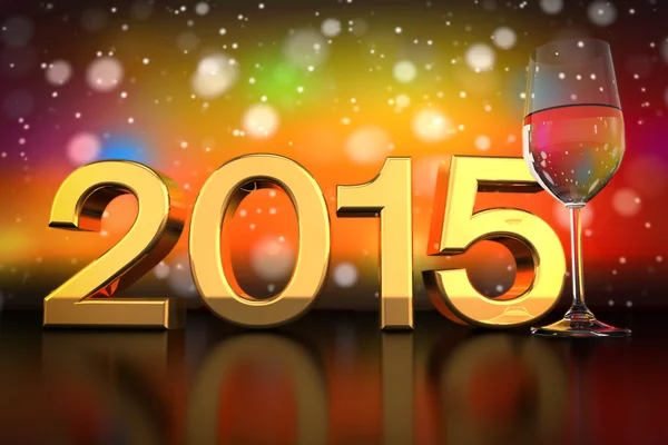 Bicchiere di champagne - 2015 - sfondo bokeh - colpo 1 — Foto Stock