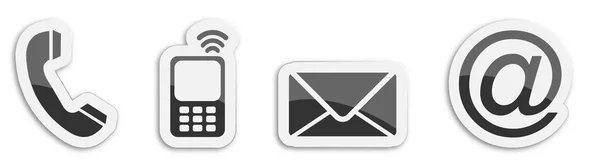 Vier contact opnemen met sticker symbolen in zwart-wit — Stockfoto