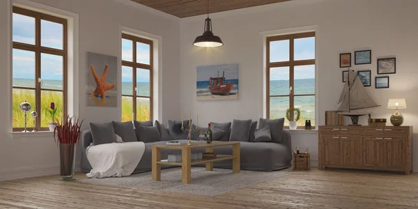 Wohnung - Wohnzimmer - Ostsee - Schuss 2 — Stockfoto