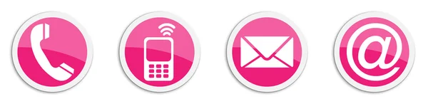 Four contacting sticker symbols in magenta - buttons — Stock Photo, Image
