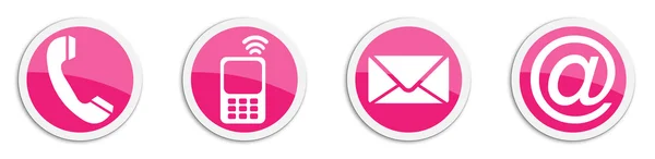 Vier contact opnemen met sticker symbolen in magenta - knoppen — Stockfoto