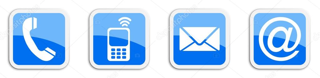Four contacting sticker symbols in blue - cube