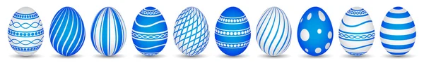 Ten easter eggs in blue with texture — Stock Photo, Image