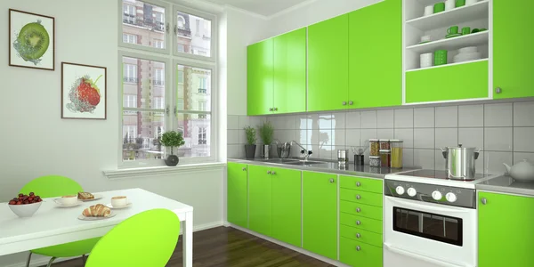 Modern kitchen - green - shot 1 — Stock Photo, Image