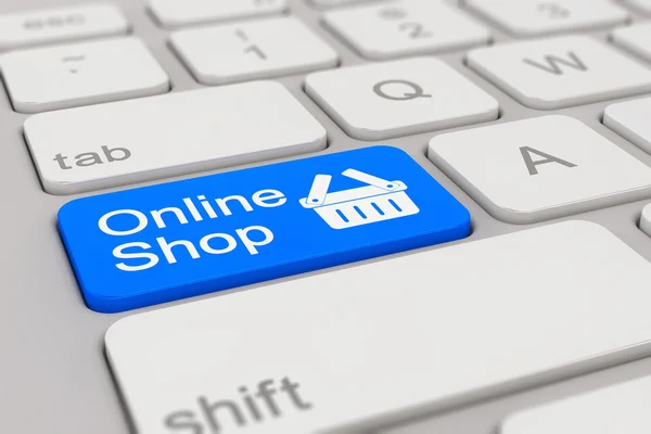 Toetsenbord - online-shop - blauw — Stockfoto