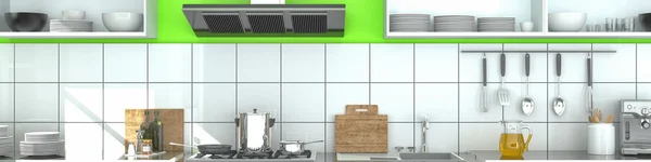 Modern kitchen panorama - shot 1 — Stock Photo, Image