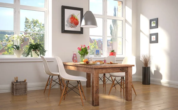 Dining area with breakfast — Stock Photo, Image