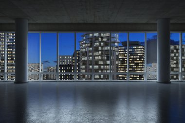 3D - boş konferans salonu - gece