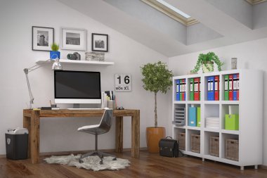 -modern işyeri - render 3D ev ofis