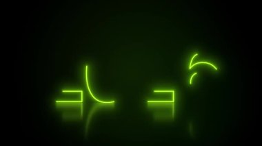 Soyut neon ışıkların 2026 sayılı ve yeşil arkaplanlı video animasyonu yansıtıcı bir zemin üzerinde yeni yılı temsil ediyor - tatil kavramı.