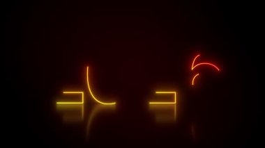 Soyut neon ışıkların kırmızı ve sarı renkli 2026 numaralı video animasyonu yansıtıcı bir zemindeki koyu renk üzerinde yeni yılı temsil ediyor - tatil kavramı.