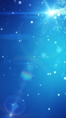 Noel ışık parçacıklarının dikey video animasyonu mavi arka planda parlıyor - kusursuz döngü - tatil kavramı.