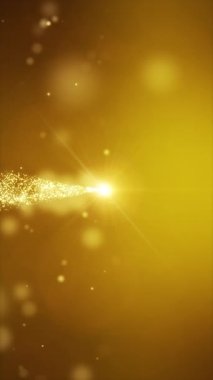 Dikey video animasyonu noel ışık parçacıkları sarı zemin üzerinde bokeh - kusursuz döngü - tatil konsepti.