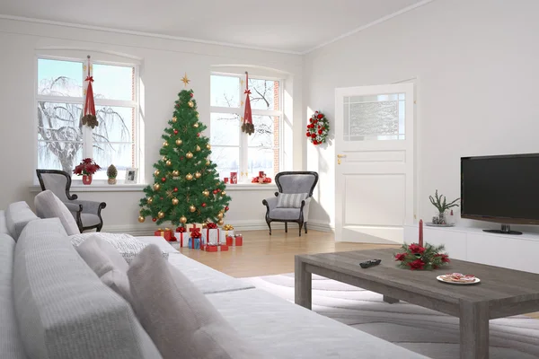 Apartment - living room - christmas — Stock Photo, Image