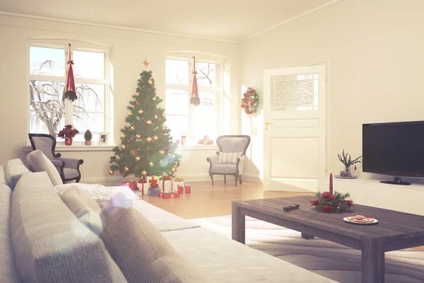 Apartment - living room - christmas - retro look — Stock Photo, Image