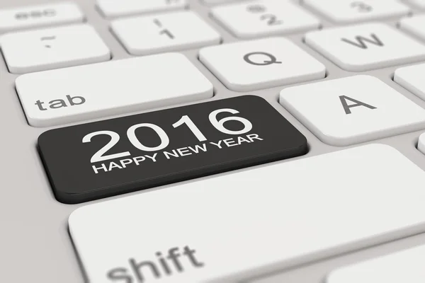 键盘-2016年快乐新的一年-黑色 — 图库照片