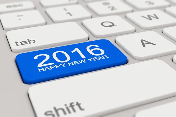键盘-2016年快乐新的一年-蓝色 — 图库照片