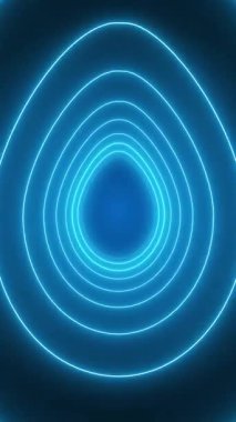 Karanlık arka planda neon mavisi renkte birçok Paskalya yumurtasının dikey video animasyonu - soyut arkaplan - kusursuz döngü - tatil kavramı.