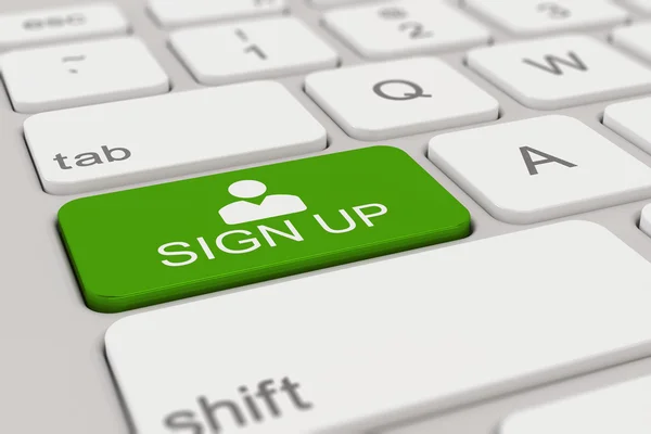 Keyboard - sign up - green — Stok Foto